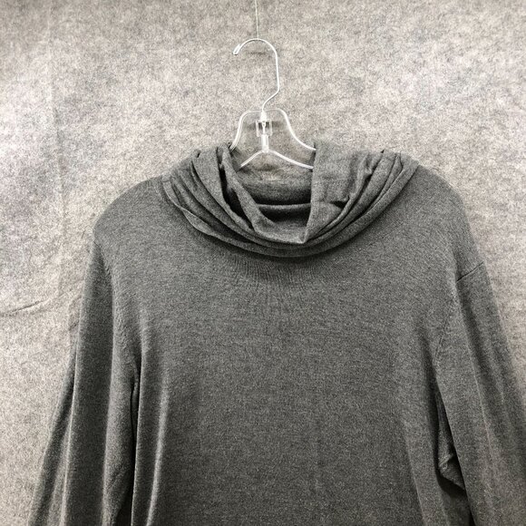 H&M Turtleneck Sweater Dress Womens L Gray Pullover Tight Knit Mini Tunic - Picture 3 of 8
